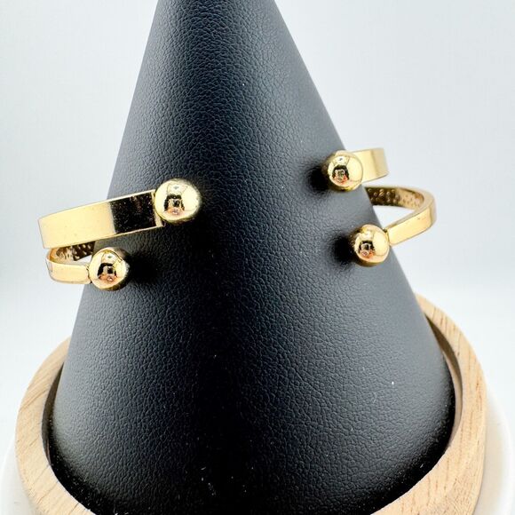 Vintage 2 Cuff Love Caviar Bead Bracelets Stack Layer Retro Minimalist - Picture 2 of 9